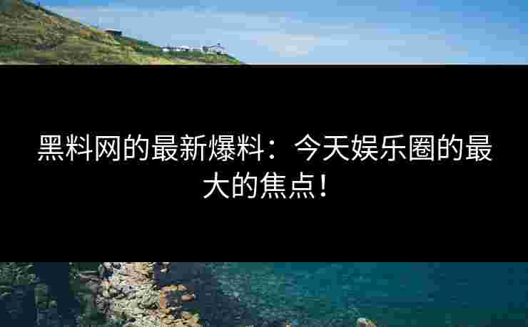 黑料网的最新爆料：今天娱乐圈的最大的焦点！