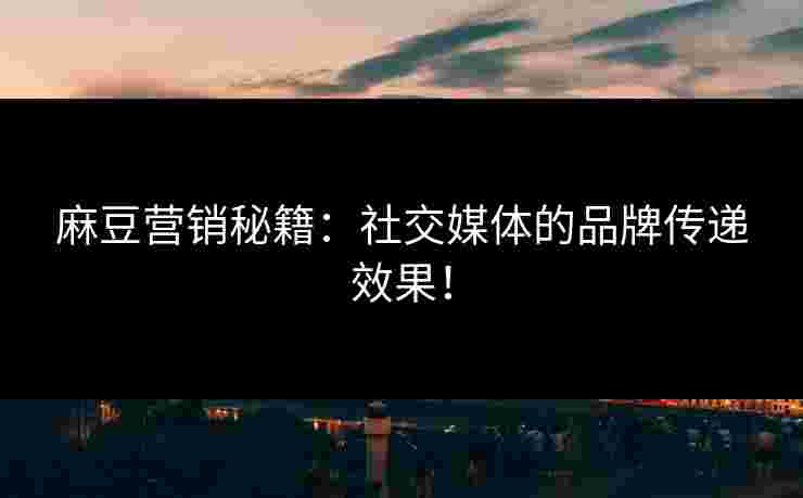 麻豆营销秘籍:社交媒体的品牌传递效果!